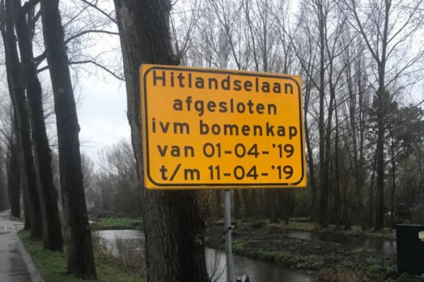 Start fase 1 reconstructie Hitlandselaan: Bomenkap 1 april